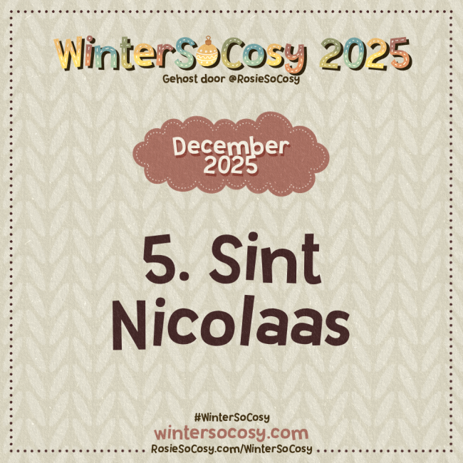 Aankondiging voor dag 5 van WinterSoCosy 2025. Het onderwerp is Sint Nicolaas.