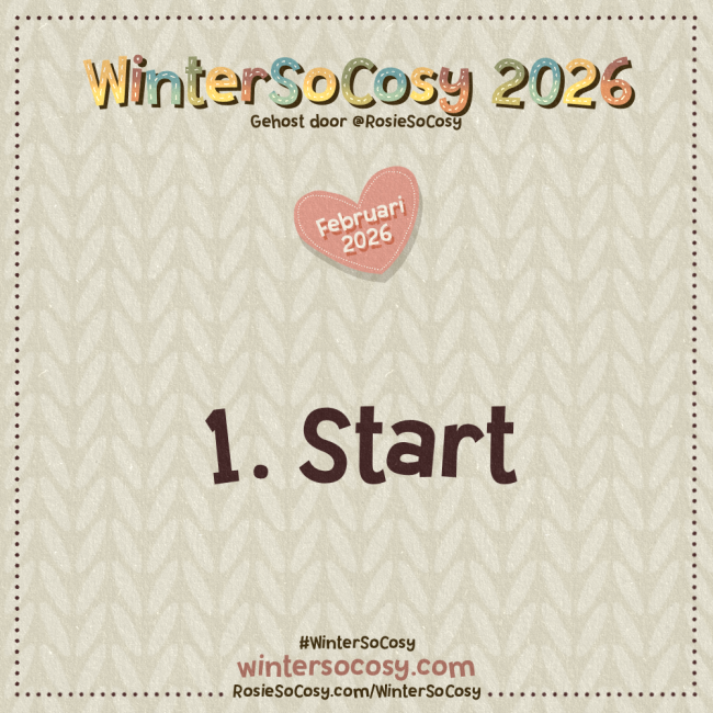Aankondiging voor Dag 1 van WinterSoCosy Februari 2026. Het onderwerp is Start.