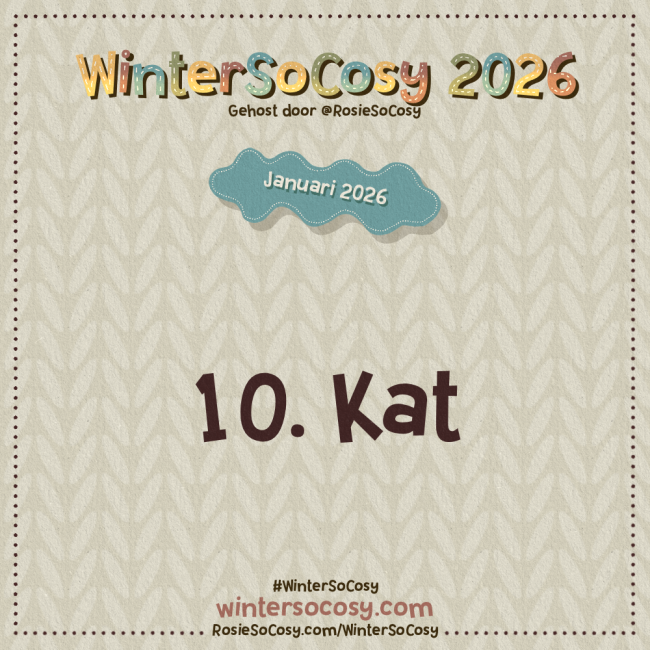 Aankondiging voor Dag 10 van WinterSoCosy Januari 2026. Het onderwerp is Kat.