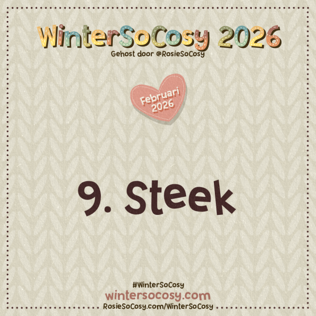 Aankondiging voor Dag 9 van WinterSoCosy Februari 2026. Het onderwerp is Steek.