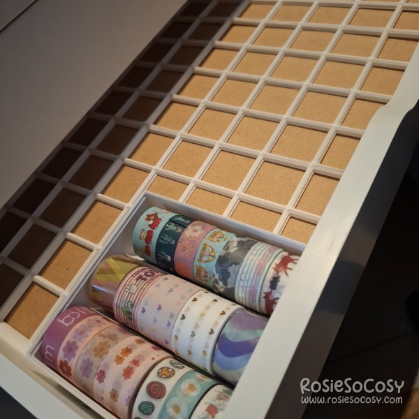 First gridfinity washi bin in one of the ALEX drawers