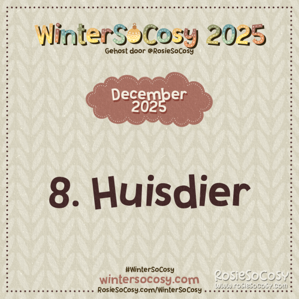 Aankondiging voor dag 8 van WinterSoCosy 2025. Het onderwerp is Huisdier.