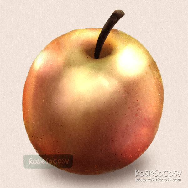 Illustration of a somewhat realistic red apple